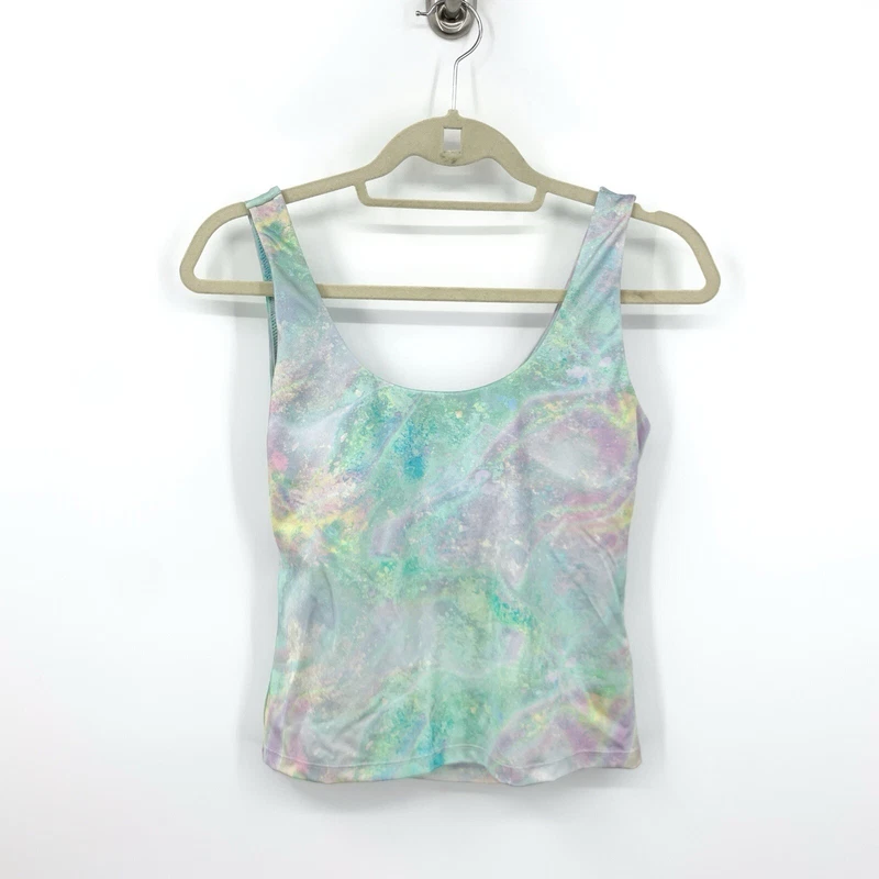 fabletics athletic swim purple print twist tank-top