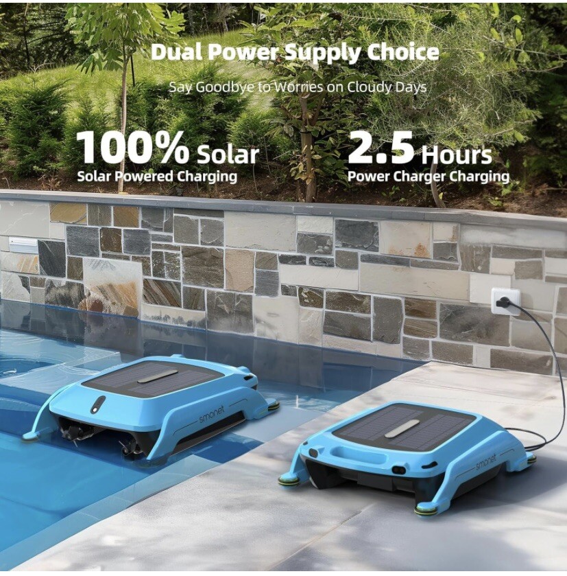 Solar Powered Automatic Cordless Robotic Pool Skimmer Cleaner Pool