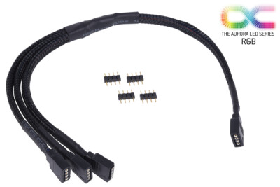(29,30 EUR/m) Alphacool Y-Kabel RGB 4pol -> 3x 4pol inkl. Stecker Schwarz 30cm