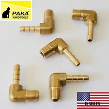 5 PC- 5/16"  HOSE BARB ELBOW X 1/8 MALE NPT Brass Pipe Fitting  Gas Fuel water