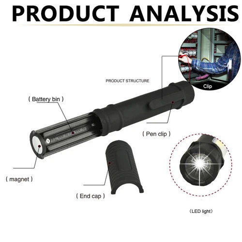 Bright 5000LM COB LED Flashlight Pen Light Torch With Magnetic Base use 3*AAA - Picture 3 of 8