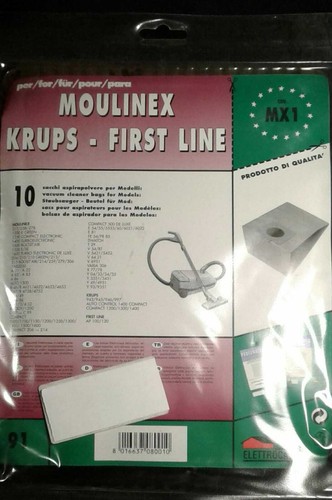 10 sacchi filtro ecologici aspirapolvere Moulinex - Krups - First Line.  Cod. MX1 | eBay