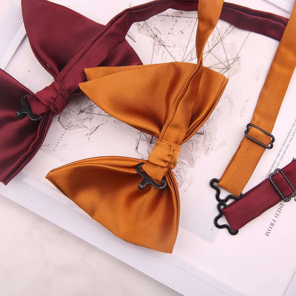 Gravata borboleta masculina tamanho grande cetim seda gravata borboleta pré-amarrada gravata borboleta - Imagem 3 de 4