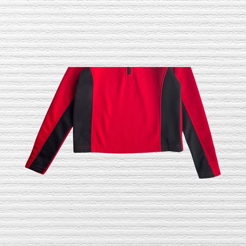 New Champion Boys Track Jacket Red Black 1/4 Zip Long Sleeve Thumb Holes Sz 5-6 - Picture 4 of 11