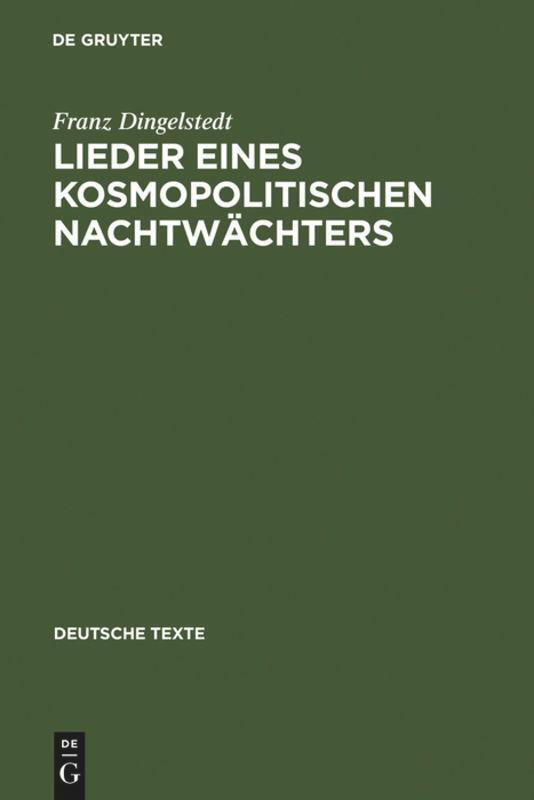Lieder Eines Kosmopolitischen Nachtwächters | Buch | 9783484190481