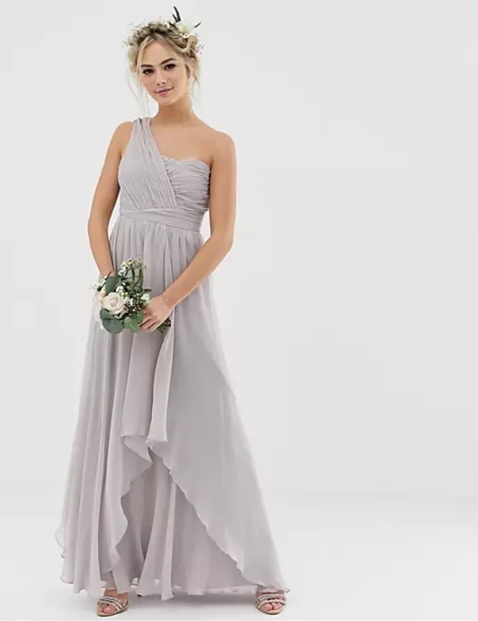 BNWT Dove Grey Prom/Bridesmaid Soft Drape Maxi Dress Size by