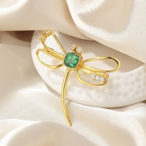 A28 Brooch Dragonfly Silver 925 Gold Plated - Bild 3 von 4