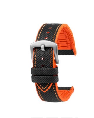 Premium Sport Uhrenarmband Modell Isidor schwarz-orange 19 mm