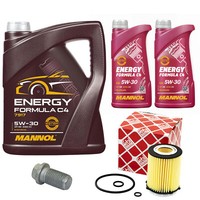 MotoröL Set Mannol 5W30 7 Liter + ÖLfilter + Schraube FüR Mercedes C-Klasse GLC
