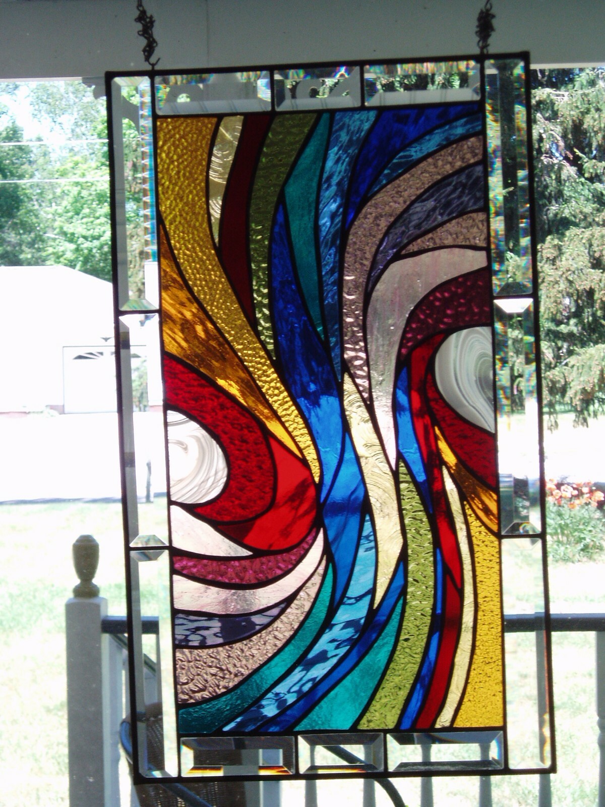 Colorful Stained Glass panel 24"x14" eBay