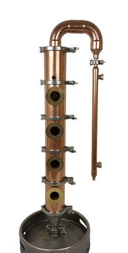 Copper 4' plate still, rectifiaction column, distiller