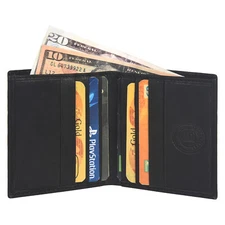 Genuine Leather Minimalist Bifold Wallets For Men RFID Blocking Slim Mens Wallet