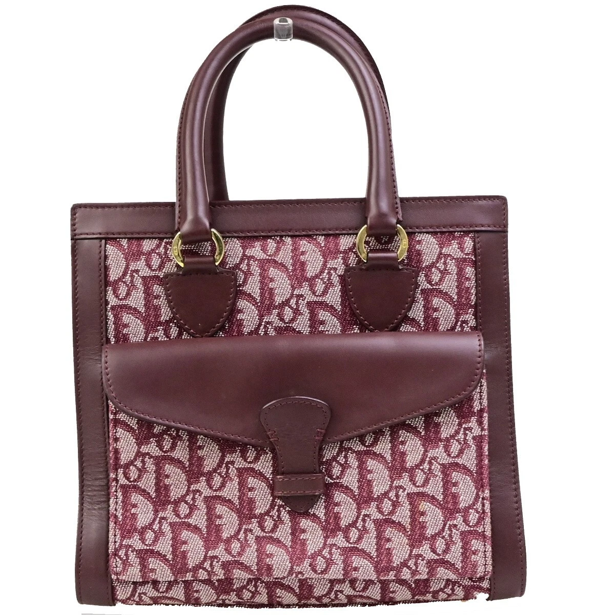 Sac à main CHRISTIAN DIOR logo motif trotteur toile cuir rouge GHW 26ED174