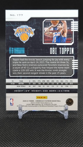 2020-21 Panini Chronicles Playbook Obi Toppin Pink Parallel Rookie Knicks #177 - Picture 2 of 2