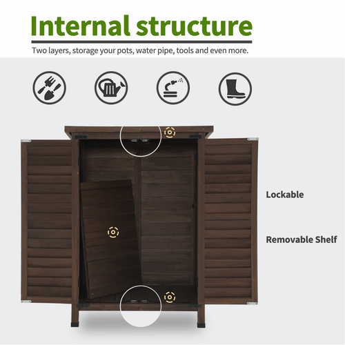 Lovupet Outdoor Wood Storage Cabinet, Small Garden Tool Storage Shed 6056-0985 - Picture 19 of 43