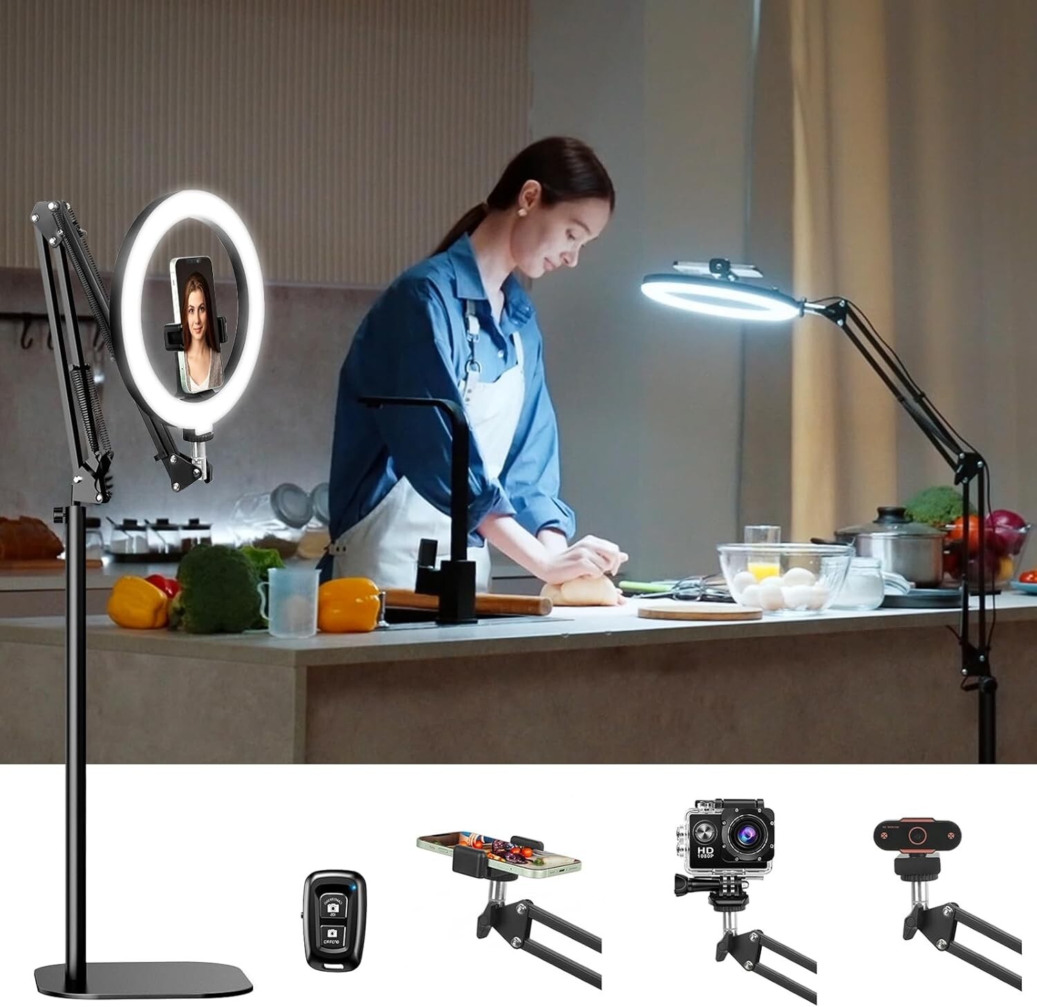 Portable Ring Light Tripod with 3 Lighting Modes - Ideal for Content Creators-image