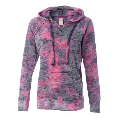 New Ladies Burnout Hooded Sweatshirt S-2XL Womens Courtney V-Notch Hoodie BH2611 - Foto 6