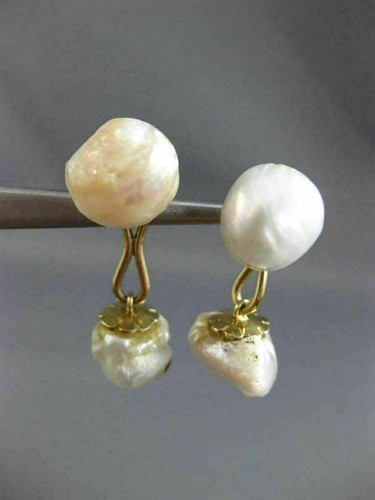 ANTIQUE LARGE PEARLS 14KT YELLOW GOLD CLASSIC BAROQUE DOUBLE SIDED CUFFLINK - Picture 4 of 9