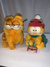 Lot Vtg Garfield Plush 8" Dakin 1981 Stuffed Animal Cat Sledding