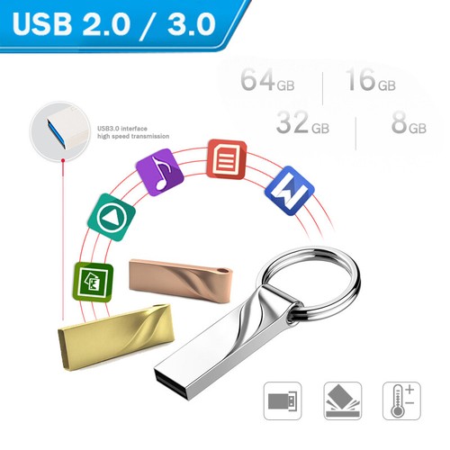 Pen drive Drive con Memory Stick USB 3.0/2.0 64 GB 32 GB 16 GB 8 GB Key Ring - Imagen 6 de 18