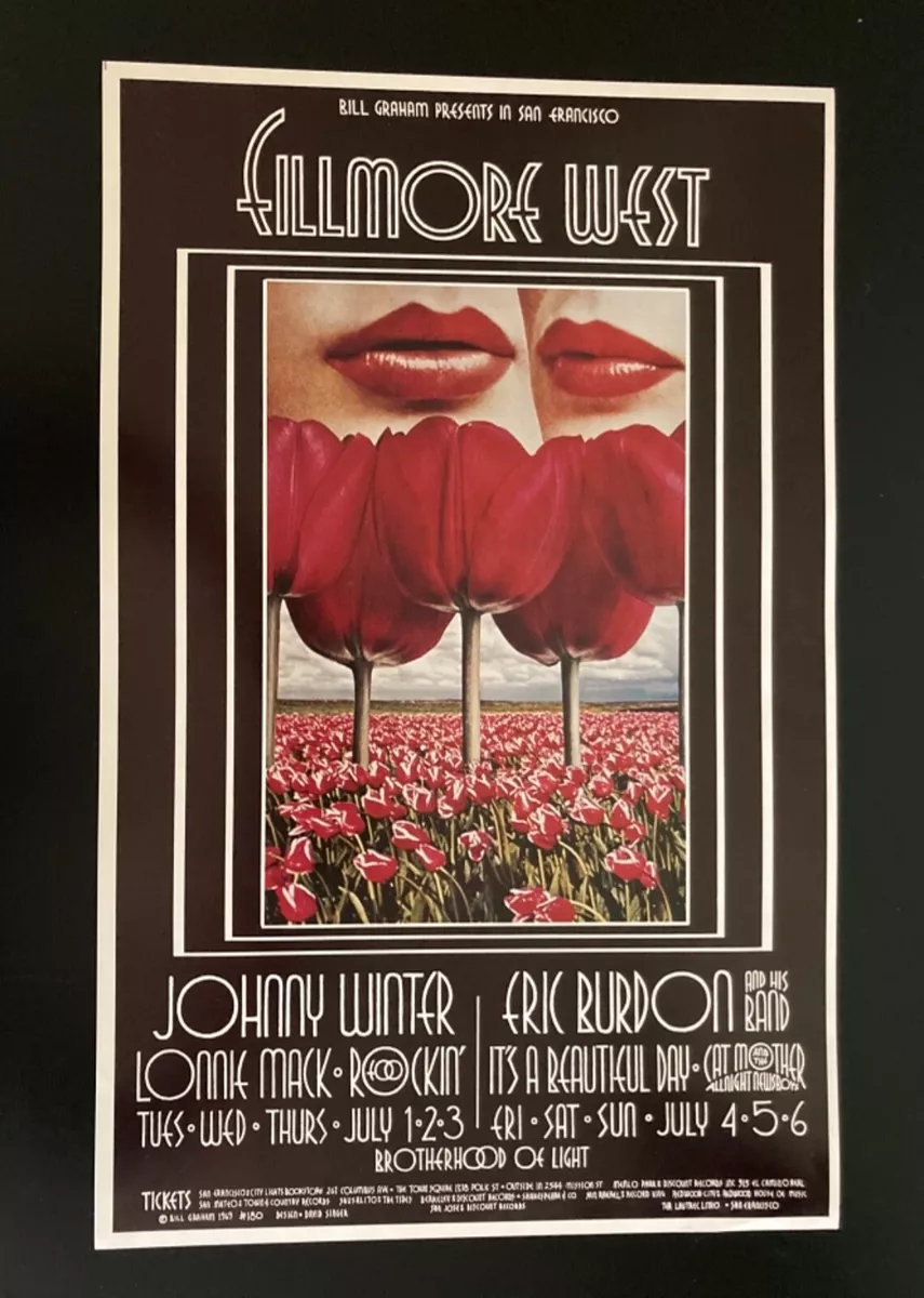 Vintage Johnny Winter Fillmore West Bill Graham 180 Music Poster