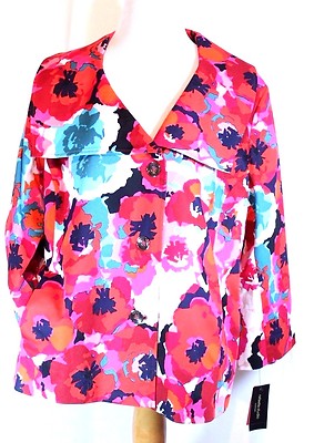 RAFAELLA Studio Size 2X Bright Bold Floral Jacket Fully Lined NWT 