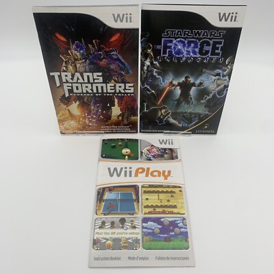 Wii Star Wars: Force Unleashed Transformers: Revenge Fallen Play *MANUALS ONLY*