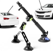 Triple Suction Cup 360 Camera Car Mount,with 2in1 Extension Pole/Selfie Stick