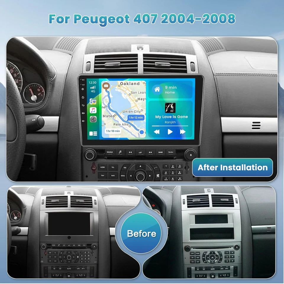 2+64GB Für Peugeot 407 2004-2008 Android 13 Carplay Autoradio GPS NAVI WIFI +KAM - Bild 4 von 4