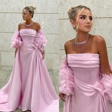 Luxury Pink Formal Party Dresses Solid Color Female Evening Evening Gowns