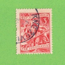 Briefmarke: Jugoslawien, 1950,3 Din. Bauhandwerk, Mi.631,gestempelt.Zust.s.Scan