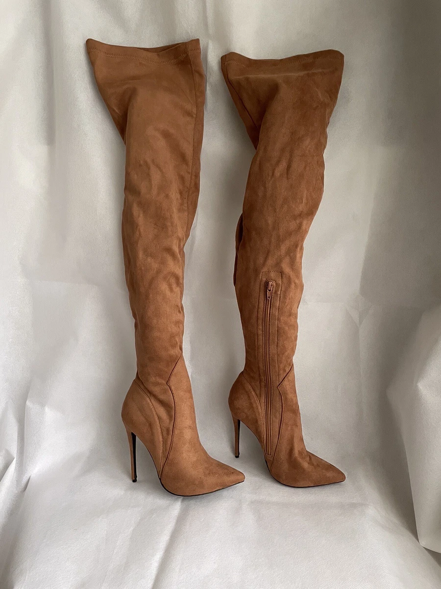faux suede extreme thigh high boots