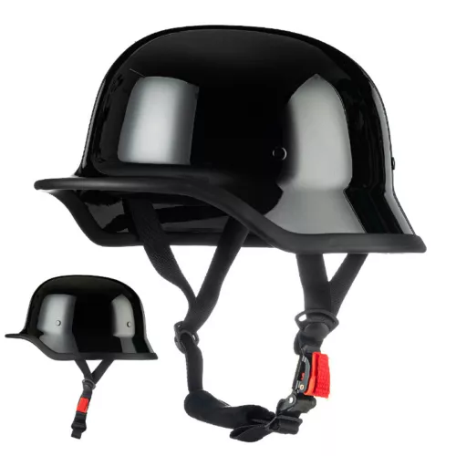 Caschi Moto Mezzo Teschio Tedesco Cappellino Adulto Scooter Chopper Motociclista Casco DOT - Foto 8 di 17