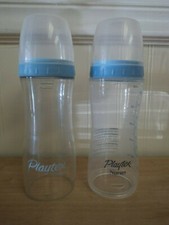 Vintage Playtex Nurser Drop In Bottles 8 Ounce Boys Blue Lot of 2 - No Nipples