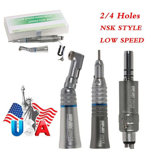 Dental Slow Low Speed Contra Angle /Straight Handpiece /Air Motor 2/4Hole E-type - Picture 13 of 165