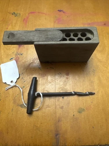 CIVIL WAR ARTILLERY GIMLET w/ Original Fuse Box .Rare Find Military Cannon Parts