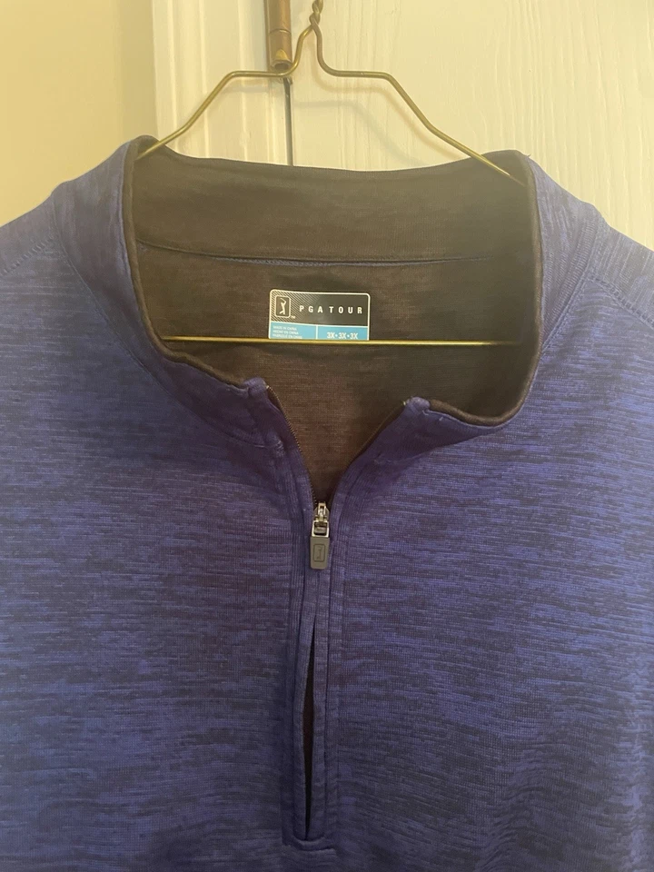 Chaleco de golf PGA Tour para hombre 1/4 cremallera informal pulóver azul jaspeado talla 3XL Foto 2 de 4