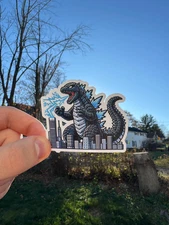 Godzilla Destroying The City Sticker - Retro Kaiju Monster Decal - Vinyl Sticke