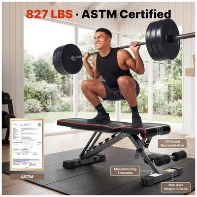 Adjustable Weight Bench 827LBS Capacity