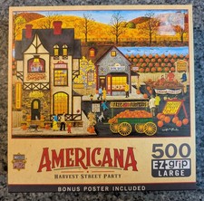 MasterPieces Americana HARVEST STREET PARTY 500 pc puzzle autumn fall COMPLETE
