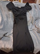 Heart and Hips Women's Dress Size M Black Bodycon Short Sleeve V Neck Stretch