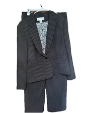 Jones New York Suit Women’s 16 Brown Striped Paisley Lining Regency Park NWT