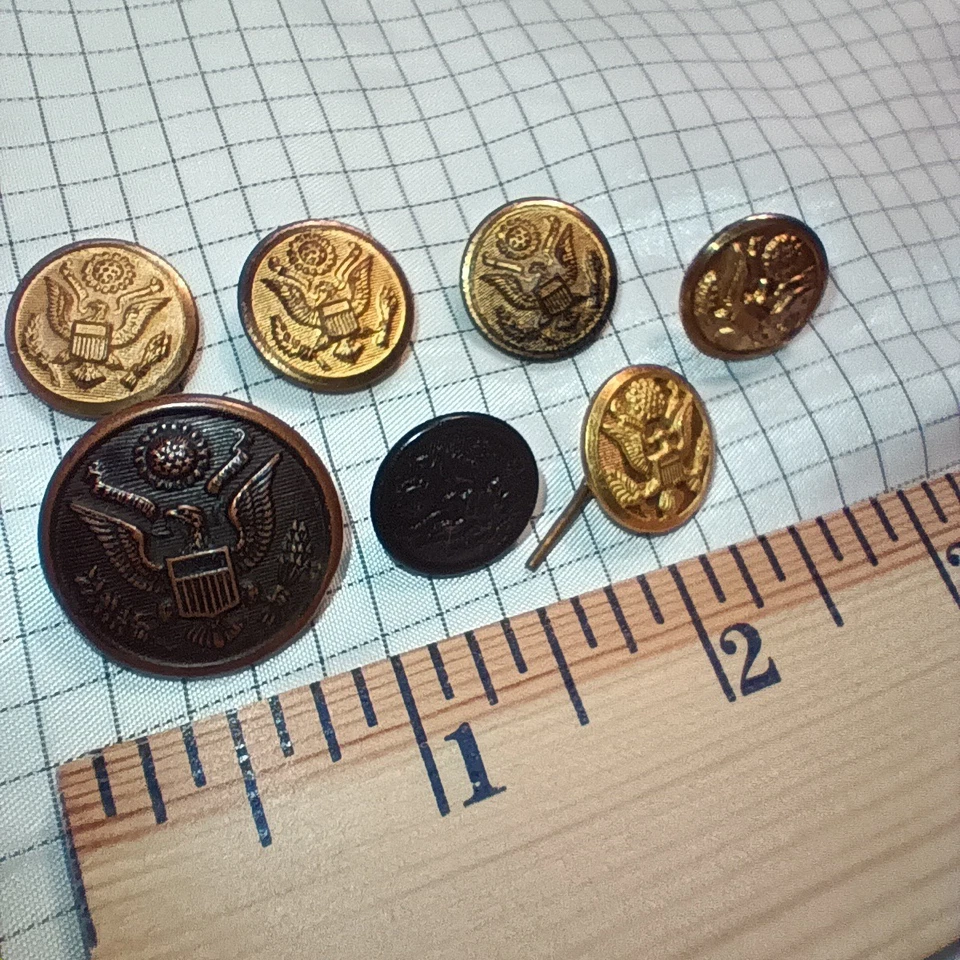 Vtg Military Eagle Buttons Lot – WWII & Postwar Mix Scovill Waterbury Superior - Image 2 of 4