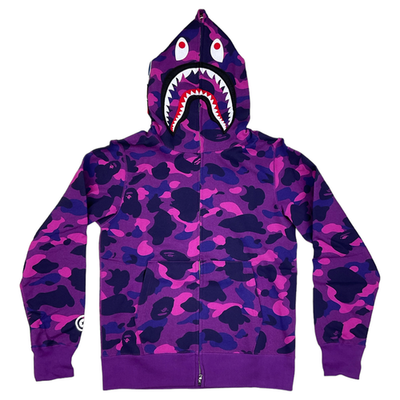 BAPE Color Camo Shark WGM Full Zip Hoodie Purple | A Bathing Ape