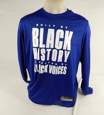 2023-24 Detroit Pistons Isaiah Livers #12 Game Used Blue Shooting Shirt BHM 2XL1