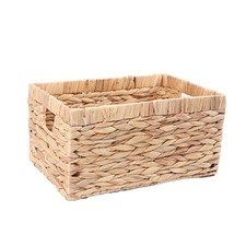 Rectangular Woven Water Hyacinth Storage Baskets with inside Handle for Shelv...