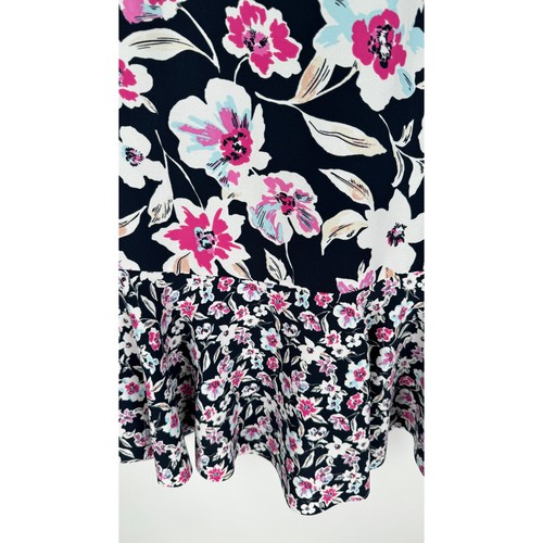 Banana Republic Floral Drop Waist Mini Etuikleid Damen 0 Navy Lila Neu - Bild 3 von 6