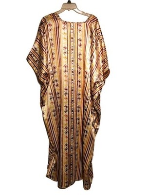 ASHRO Earthy Printed Caftan Bronze, Yellow, Rust One Size NEW, no