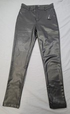 Fashion Nova Faux Leather Pants Women M Black High Rise Stretch