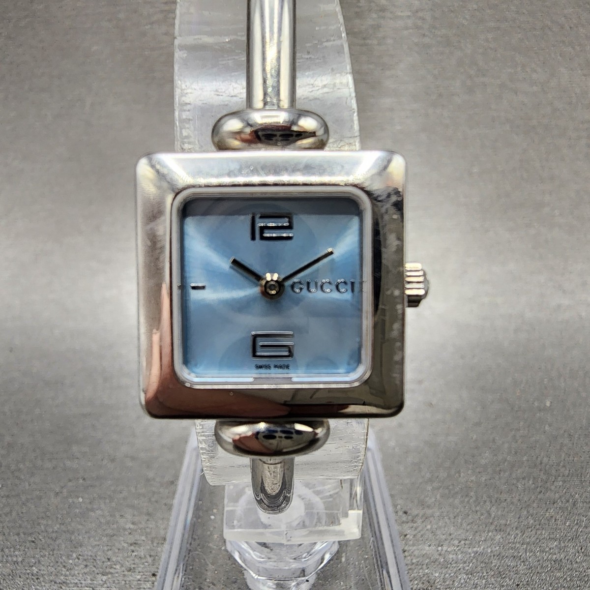 Gucci 1900L Watch Women 19mm Blue Dial Silver Tone Square